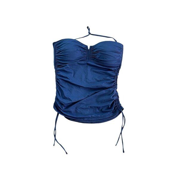Tommy Bahama Navy Blue Halter/ Adjustable removable Strap tankini swimwear top M - Picture 1 of 7
